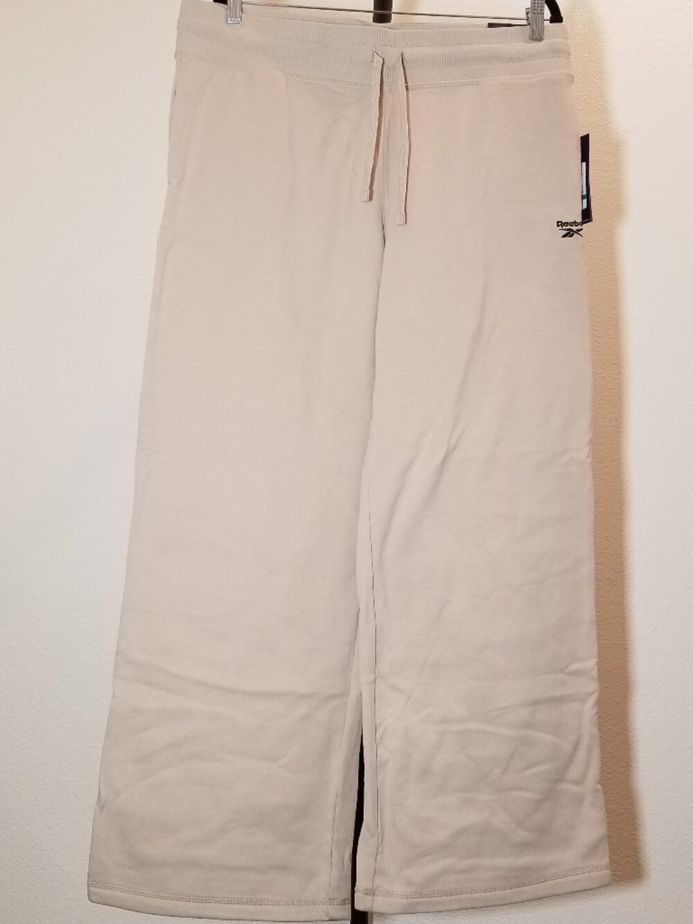 Reebok Womens XL Tan Wide Leg Sweat Pants Pockets Active Athletic Loungewear NWT